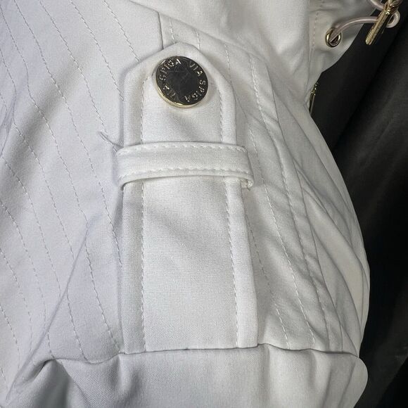 Via Spiga Womens Jacket Sz S Trench Water-Repellent Hooded Full Zip Snap Ivory - Picture 9 of 15